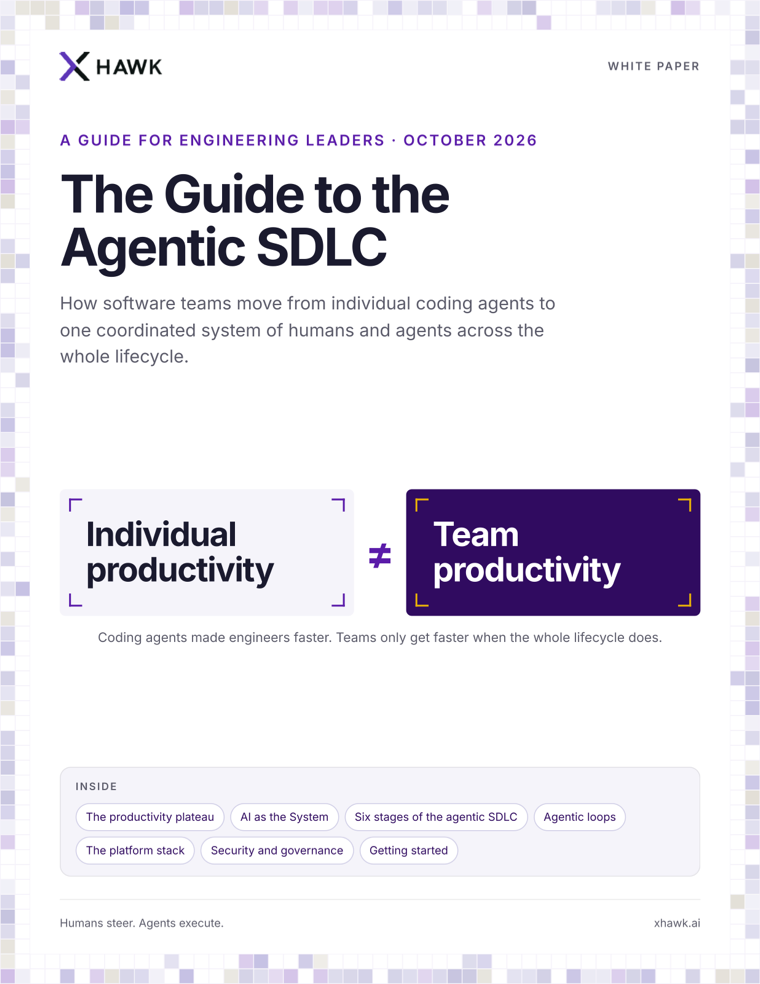 Cover of the XHawk whitepaper, The Guide to the Agentic SDLC
