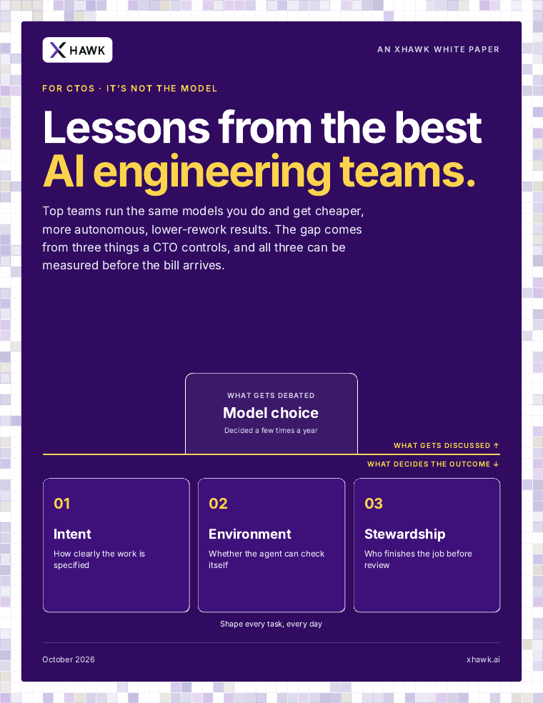 Cover of the XHawk whitepaper, Lessons from the Best AI Engineering Teams